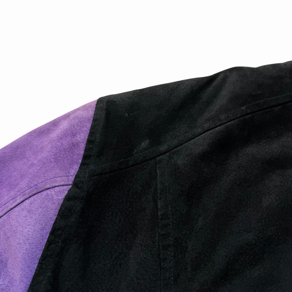 Vintage Jeff Hamilton Sacramento‎ Kings Black Purple Suede Jacket Size XL - Picture 3 of 12